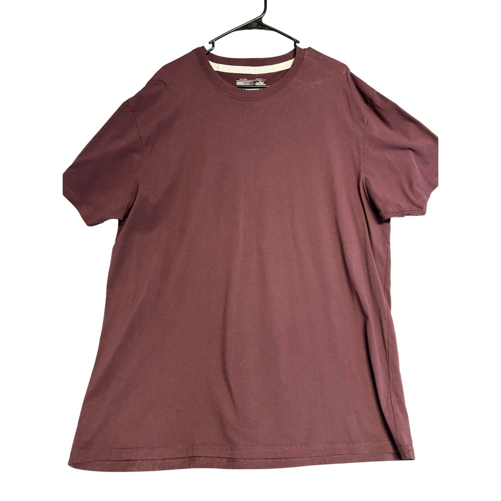Charles Wilson Mens Shirt XXL SlimFit Burgundy Maroon 100%Cotton Crew T-Shirt